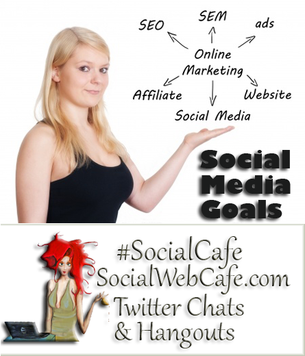 SocialWebCafe Twitter Chat Social%20Media%20Goals%20%23SocialCafe%203.3 w/ %40SocialWebCafe http://sw.bcafe.co/8Y %28Summary%29 %23SocialCafe